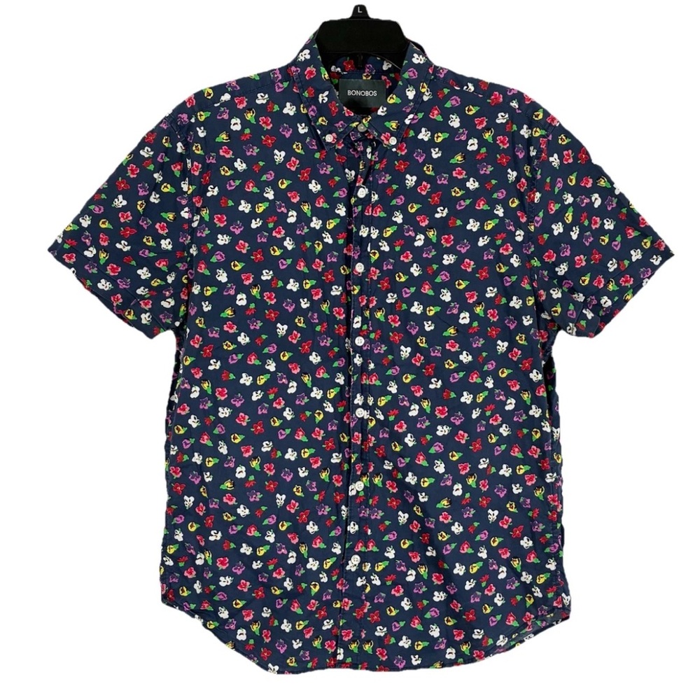 Bonobos Floral Button Shirt M Short Sleeve Cotton Preppy Casual Summer Beachy